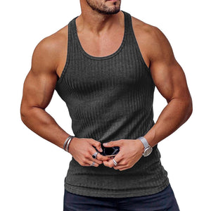 Men's Stripe Solid Color Sports Vest