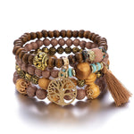 Boho Multilayer Wood Beaded Bracelet