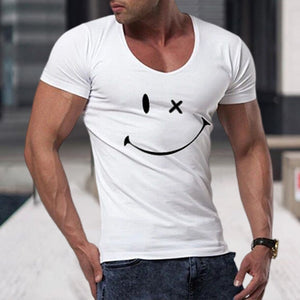 Men's Smile Round Neck Short Sleeve T-shirt