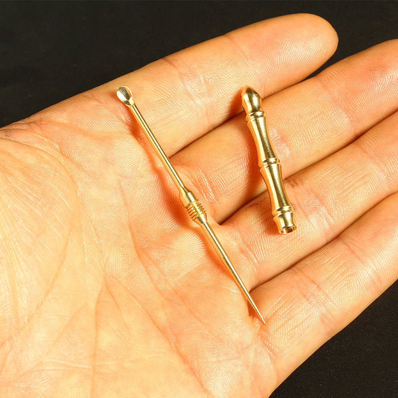 2 In 1 Brass Ear Spoon Toothpick