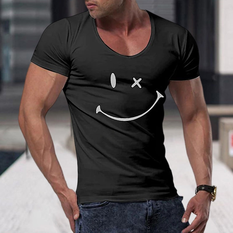 Men's Smile Round Neck Short Sleeve T-shirt