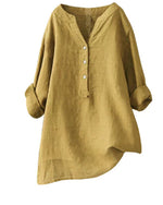 Solid color long sleeve button blouse