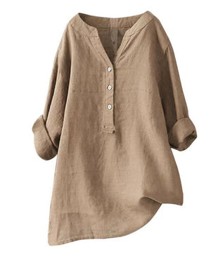 Solid color long sleeve button blouse