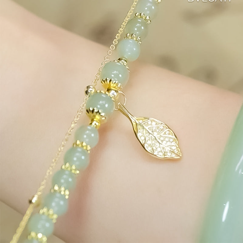 Hetian Jade Gold Leaf Bracelet