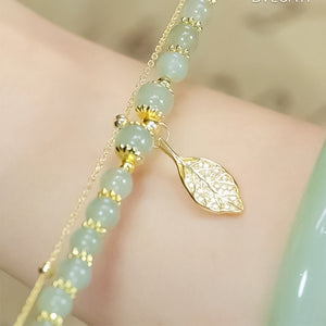 Hetian Jade Gold Leaf Bracelet