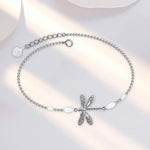 Simple Dragonfly Anklet With Pearl