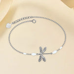 Simple Dragonfly Anklet With Pearl