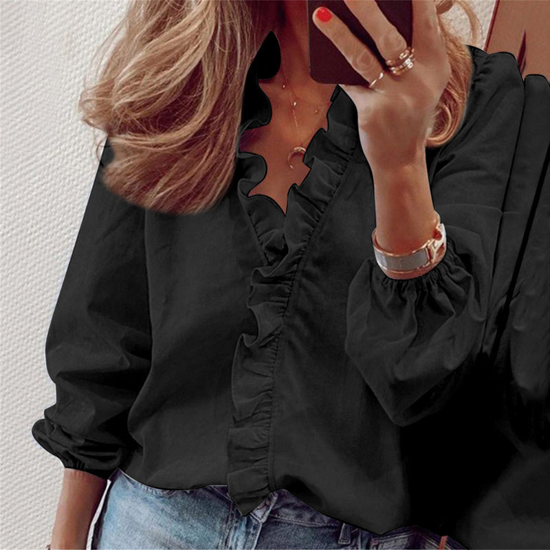 Long-Sleeved Ruffled Women'S Shirt