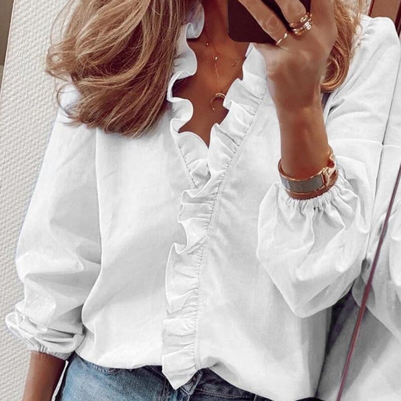 Long-Sleeved Ruffled Women'S Shirt