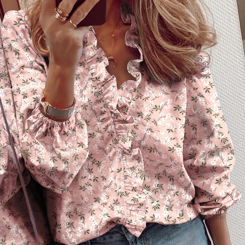 Long-Sleeved Ruffled Women'S Shirt