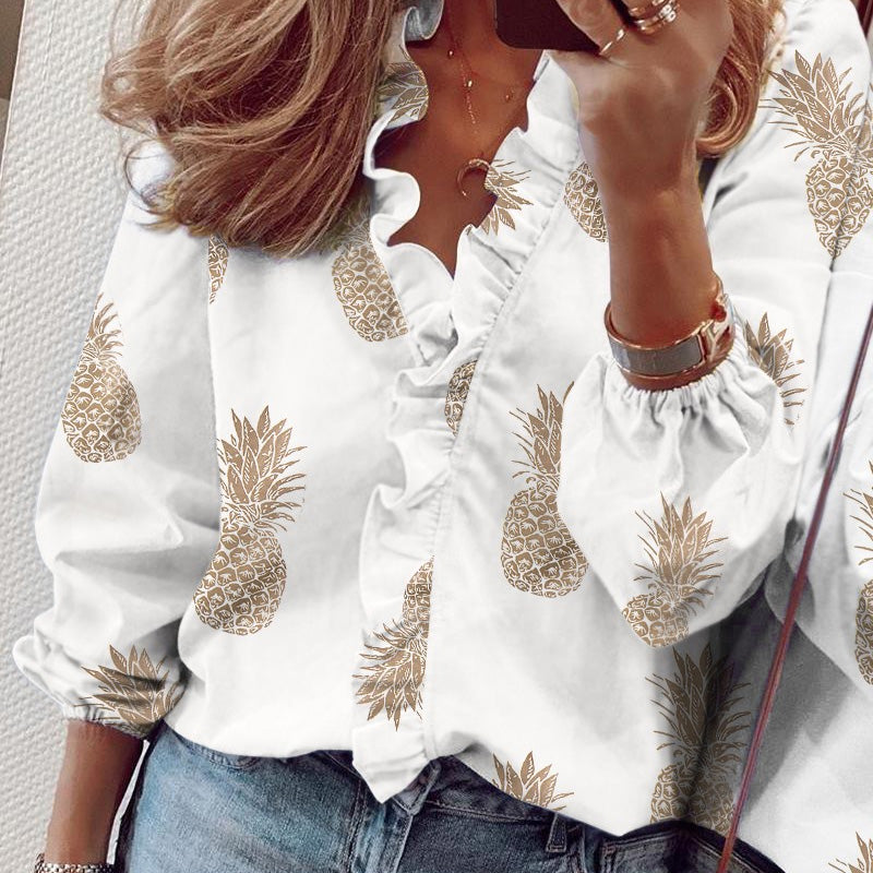 Long-Sleeved Ruffled Women'S Shirt