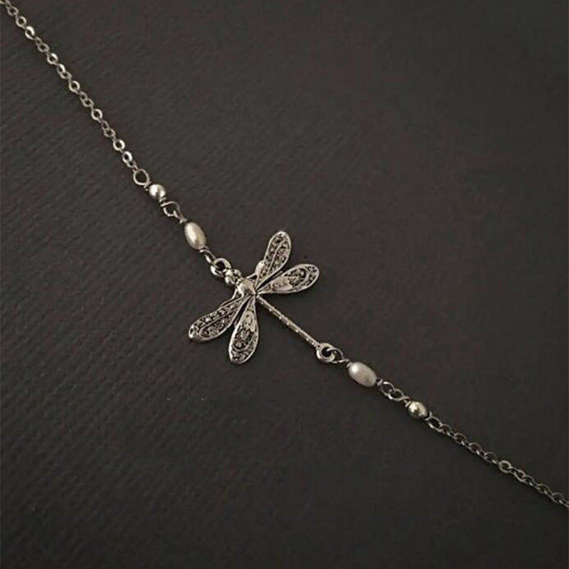 Simple Dragonfly Anklet With Pearl