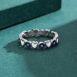 Heart & Evil Eye Ring Band