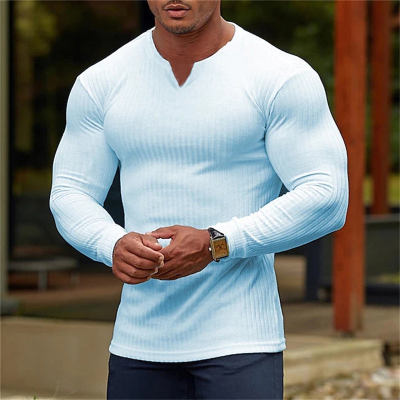 Men's V-Neck Basic Solid Color Shirt