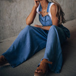 Sleeveless Denim Bib Pants