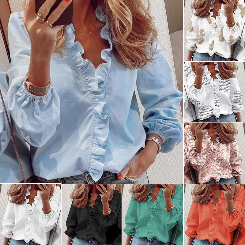 Long-Sleeved Ruffled Women'S Shirt