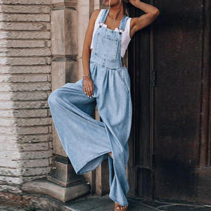 Sleeveless Denim Bib Pants