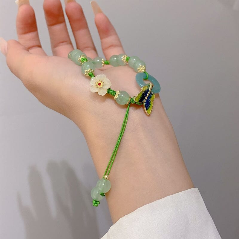 Butterfly Natural Emerald Jade Stone Bracelet