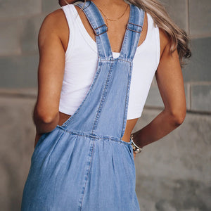 Sleeveless Denim Bib Pants