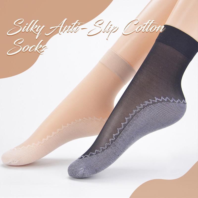 Silky Anti-Slip Cotton Socks (5 Pairs)