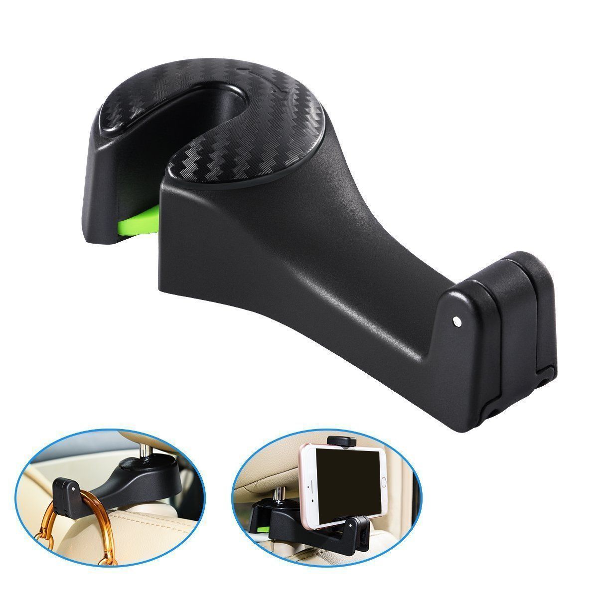 Car Seat Rear Hook with Mobile Phone Holder(2PCS)