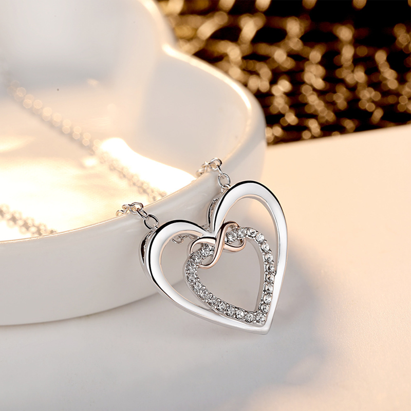 Stylish Double Heart Necklace ( Card Included)