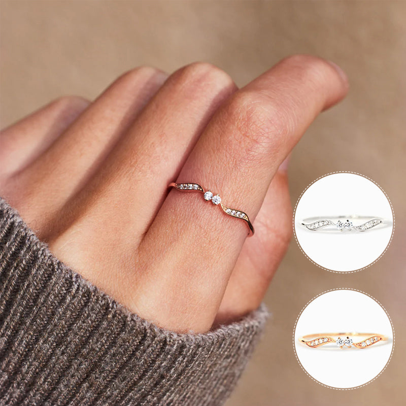 Double Stone Wavy Ring