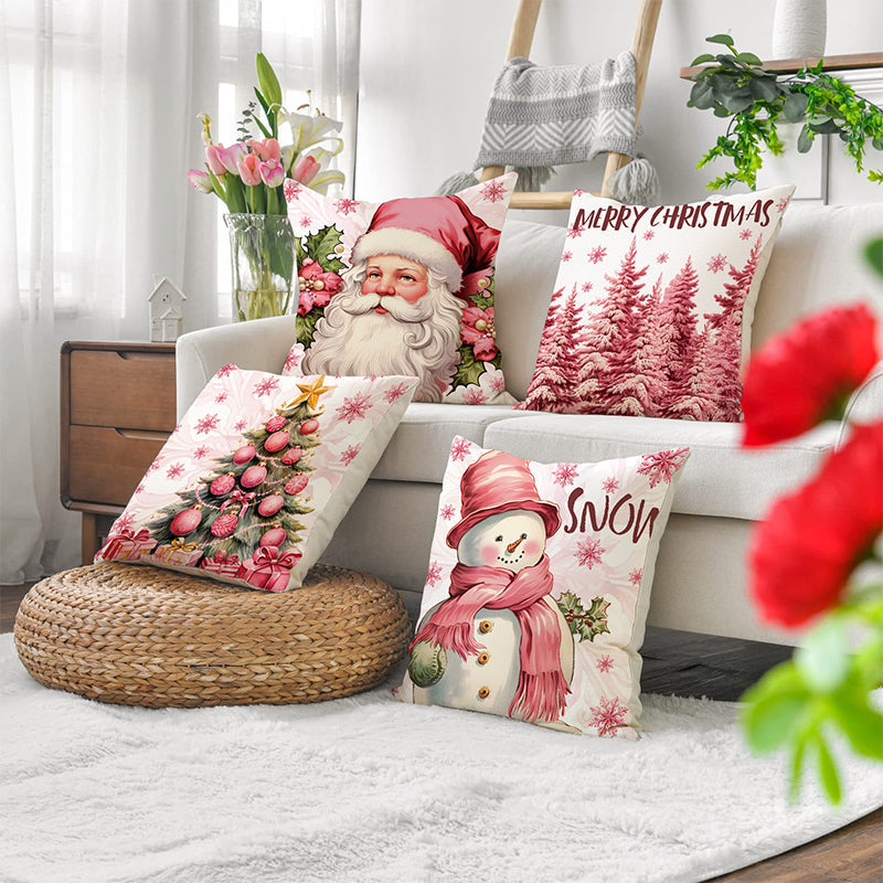 Pink Christmas Pillow Covers