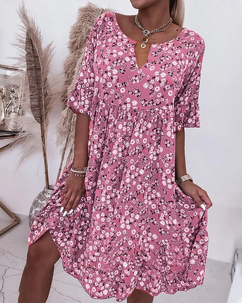 Half Sleeve Dress in Floral Print