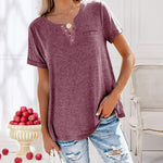 Fashion Solid Color Pocket Short Sleeve T-Shirt