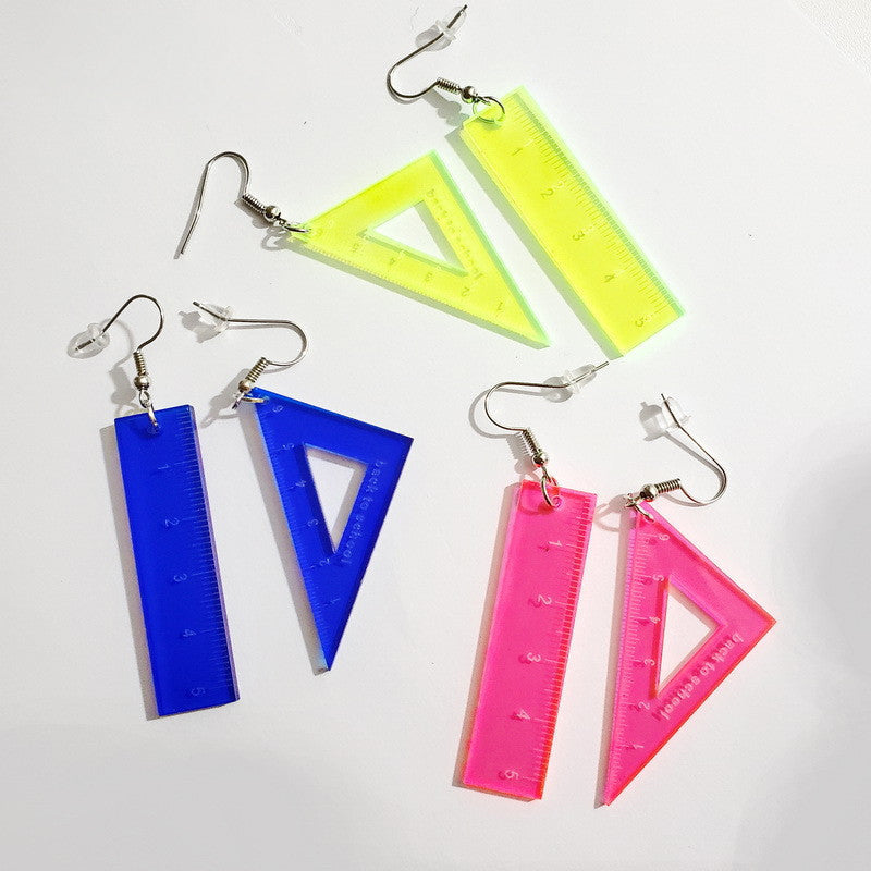 Asymmetrical Triangle Straight Ruler Earrings