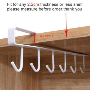 6 Hooks Under-Cabinet Hanger Rack