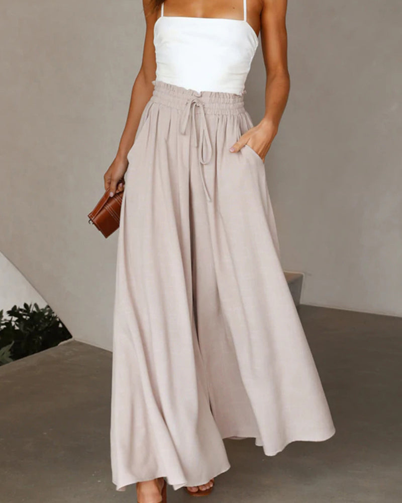 Solid Color High Waist Pants