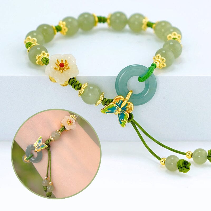 Butterfly Natural Emerald Jade Stone Bracelet