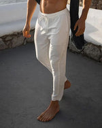 Cotton linen breathable solid color pants