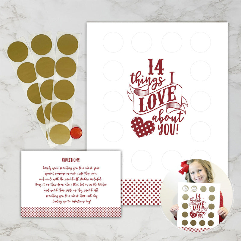 Valentine's Scratch Off Advent "14 things I or WE love about you!"