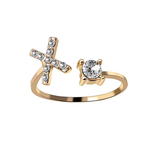 A-Z Letter Gold Color Metal Adjustable Opening Ring