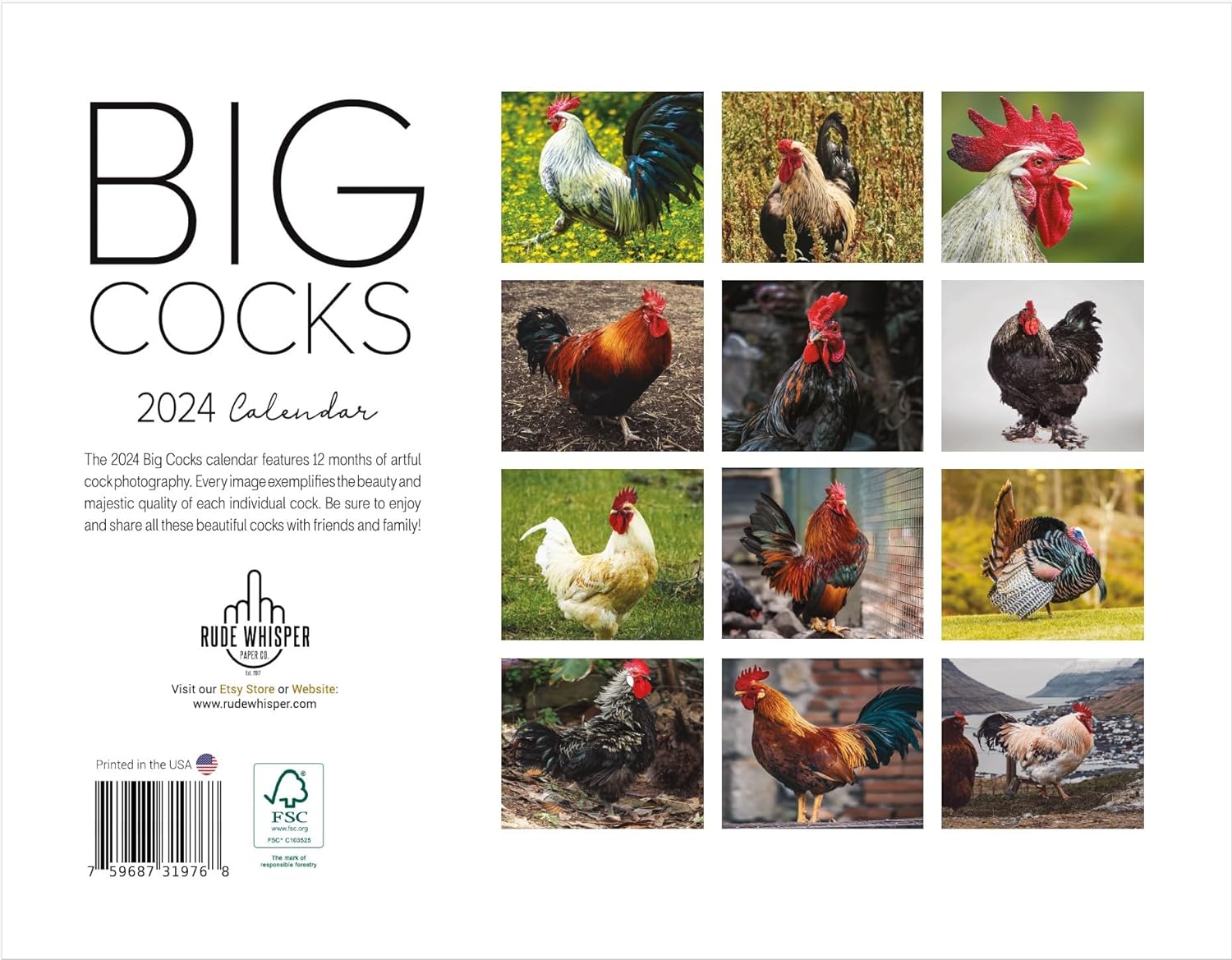 Big Cocks 2024 Wall Calendar - A Classy Collection of Rooster Photos