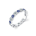 Heart & Evil Eye Ring Band