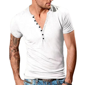 Men's Plain Henley Vacation T-shirt