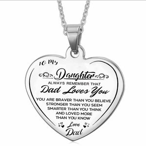 To My Daughter Heartfelt Necklace Love Mom/Dad