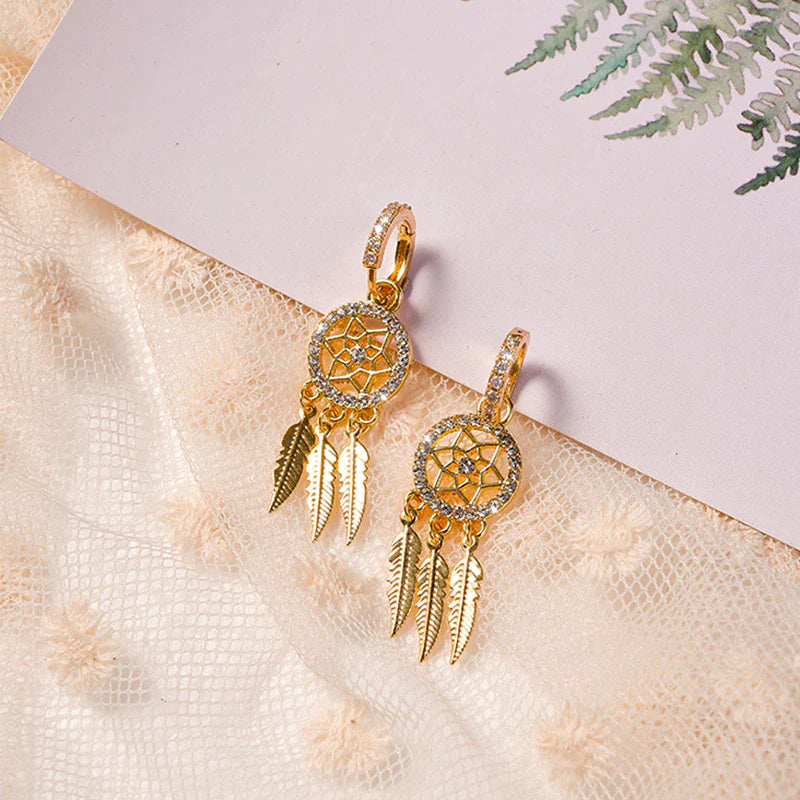 Dreamcatcher Crystal Charm Earrings