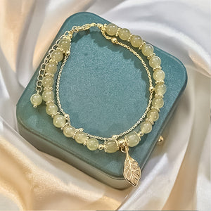 Hetian Jade Gold Leaf Bracelet