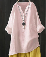 Solid color long sleeve button blouse