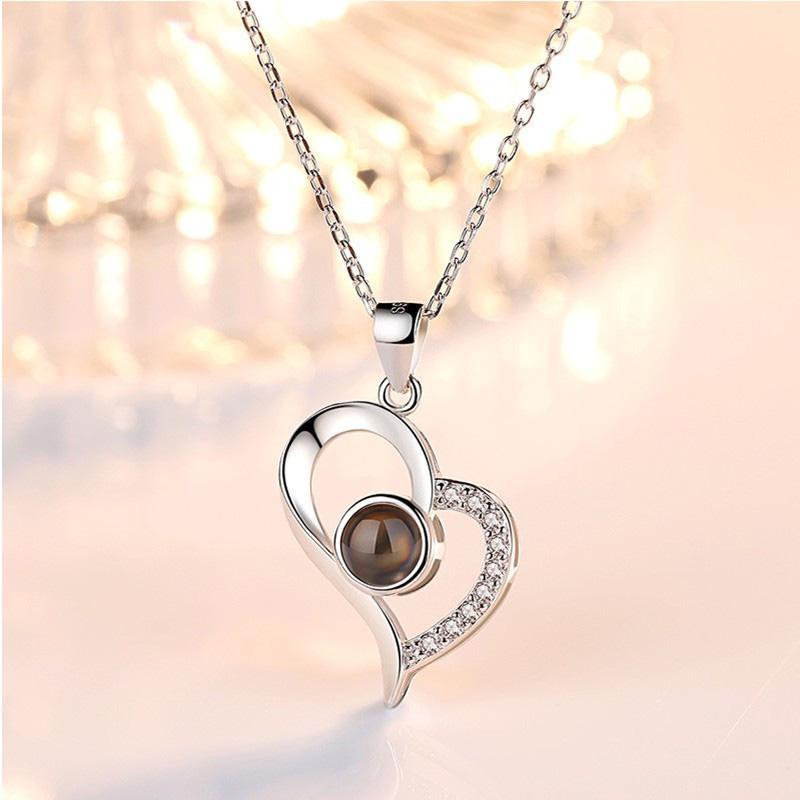 Love Projection Heart Necklace (I Love You in 100 Languages)