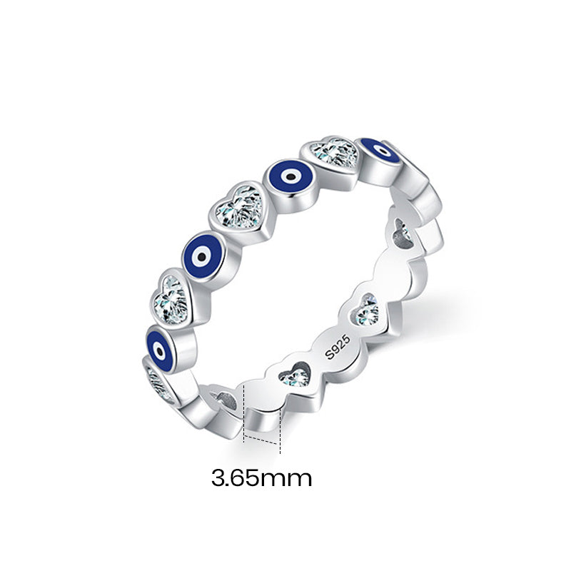 Heart & Evil Eye Ring Band