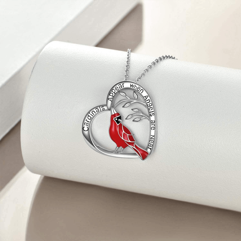 Cardinal Heart Pendant Necklace