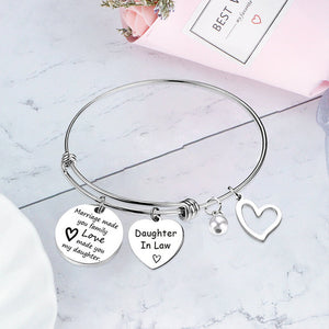 🎁FOR DAUGHTER-IN-LAW🎁MARRIAGE MADE YOU FAMILY LOVE MADE YOU MY DAUGHTER BANGLE BRACELET