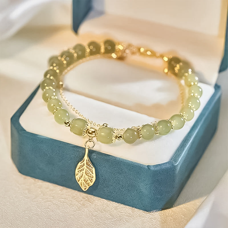 Hetian Jade Gold Leaf Bracelet