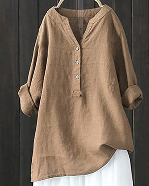 Solid color long sleeve button blouse